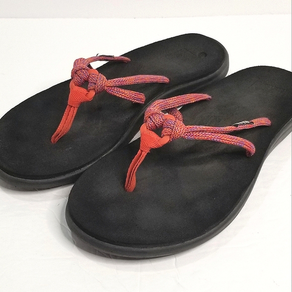 Teva Women's Voya Tri 'Mush' Topsole Flip Flops- Pink/Purple Strap- Size 9 - Picture 1 of 7